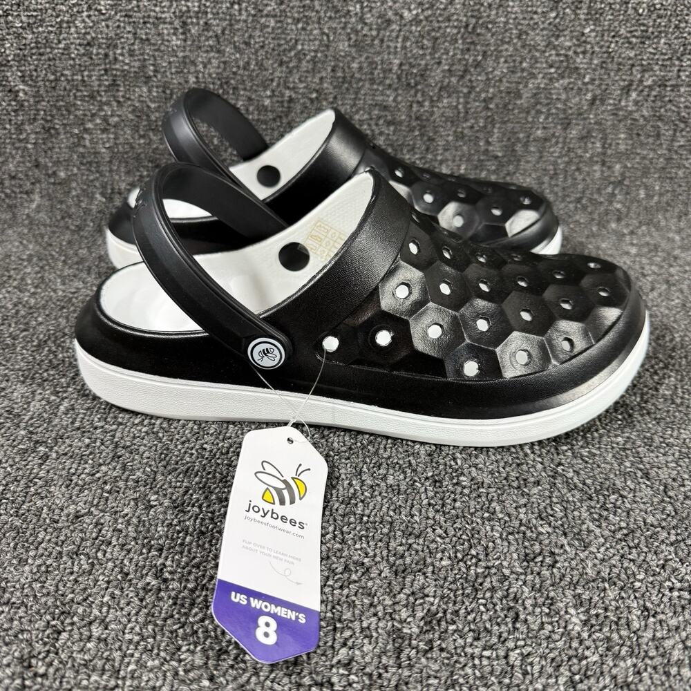 Joybees Varsity Clog Womens Size 8 Black White Two Tone EVA Slip On
